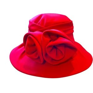 NWT‎ Vintage CARAMIA Women's Red Derby Church Hat